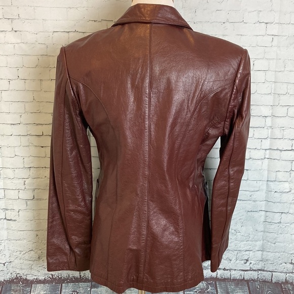 Wilsons Leather Vintage 70s Leather Jacket Blazer Sz 10 Maroon Boho Retro Hippie - Picture 11 of 16